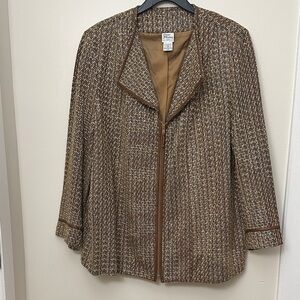 Giorgio Fiorline Plus Collection Women's 22W Brown Tweed Blazer, EUC